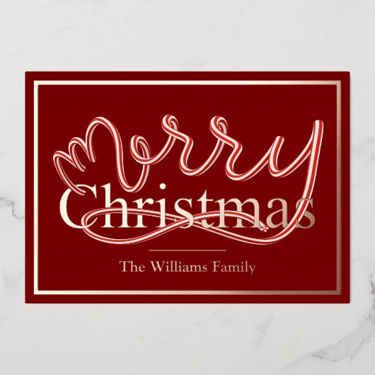 キャンディーケーンフォイルクリスマスカード 箔シーズンカード (正面)