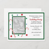 キャンディーケーンフォトクリスマスパーティの招待状 招待状 (正面/裏面)