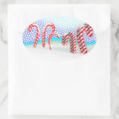 キャンディーケーンフォレストクリスマス 楕円形シール (バッグ)