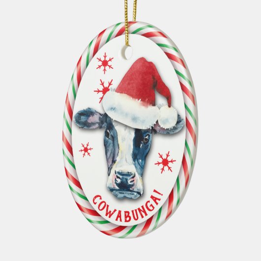 キャンディーケーンフレームおもしろいカウブンガカウウ セラミックオーナメント (左)