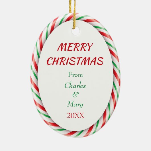 キャンディーケーンフレームおもしろいカウブンガカウウ セラミックオーナメント (裏面)