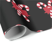 キャンディーケーンブラッククリスマスラッピング紙 ラッピングペーパー (ロールコーナー)