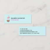 キャンディーケーンブーケとサンタハットのピンクのフラミンゴ スキニー名刺 (正面/裏面)