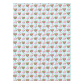 キャンディーケーンブーケとサンタハットのピンクのフラミンゴ テーブルクロス (正面)