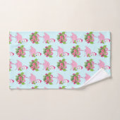 キャンディーケーンブーケとサンタハットのピンクのフラミンゴ バスタオルセット (ハンドタオル)