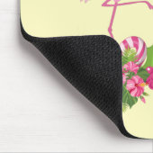 キャンディーケーンブーケとサンタハットのピンクのフラミンゴ マウスパッド (コーナー)