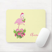 キャンディーケーンブーケとサンタハットのピンクのフラミンゴ マウスパッド (マウス)