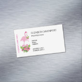 キャンディーケーンブーケとサンタハットのピンクのフラミンゴ マグネット名刺 (インサイチュ)