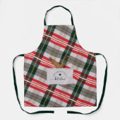 キャンディーケーンプレイドフェイクポケット&木製スプーンウィスク エプロン (正面)