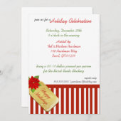 キャンディーケーンプレゼントホリデーパーティー招待 招待状 (正面/裏面)