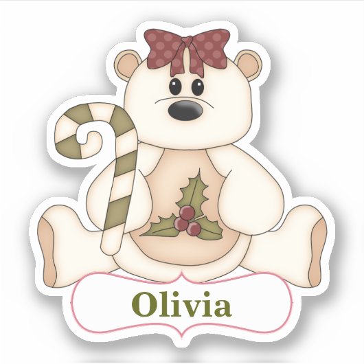 キャンディーケーンベアークリスマスコンター シール (正面)