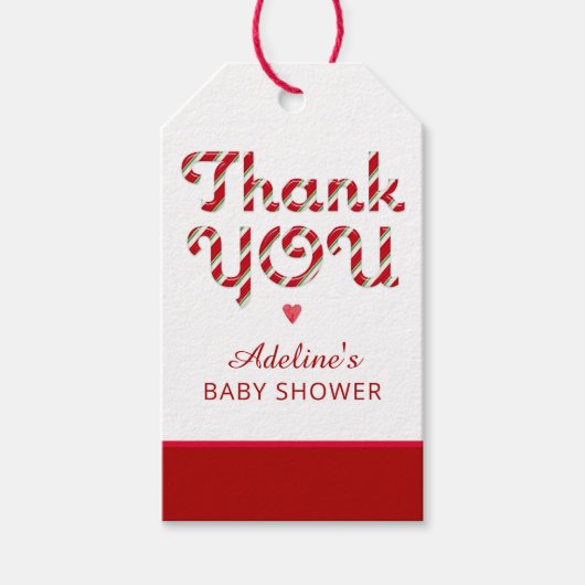 キャンディーケーンベイビーシャワーありがとうラベル ギフトタグ (正面)