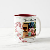 キャンディーケーンペパーミント写真クリスマスレッドグリーン ツートーンマグカップ (正面右)