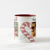 キャンディーケーンペパーミント写真クリスマスレッドグリーン ツートーンマグカップ (中央)