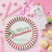 キャンディーケーンホリー | カスタムクリスマス紙プレート ペーパープレート (パーティー)