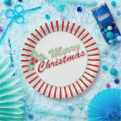 キャンディーケーンホリー | レトロクリスマス紙プレート ペーパープレート (パーティー)