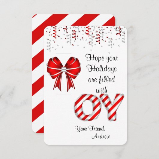 キャンディーケーンホルダーギフトラベル 子供へ 招待状 (正面/裏面)