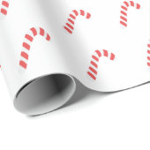 キャンディーケーンホワイトかわいいシンプルクリスマスホリデー ラッピングペーパー (ロールコーナー)