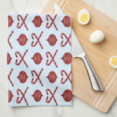 キャンディーケーンボウとオーナメント キッチンタオル (四つ折り)