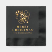 キャンディーケーンボウメリークリスマスネームパーソナライズされた 箔ナプキン (正面)