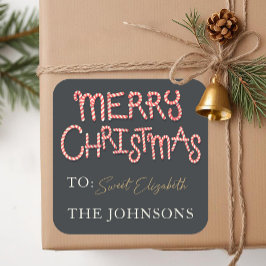 キャンディーケーンメリークリスマスギフトステッカーラベル スクエアシール