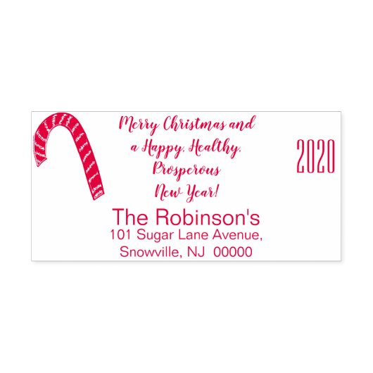 キャンディーケーンメリークリスマスハッピーニューイヤー セルフインキングスタンプ (デザイン)