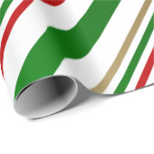 キャンディーケーンレッド、グリーン、金ゴールド、白ストライプ色 ラッピングペーパー (ロールコーナー)