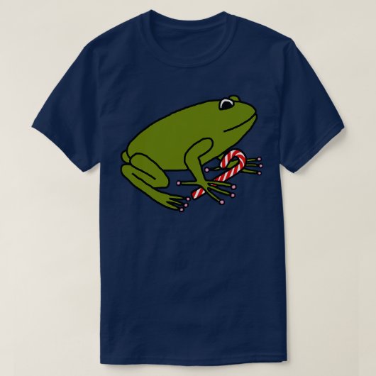キャンディーケーン付きクリスマスカエル Tシャツ (デザイン正面)