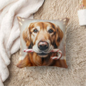 キャンディーケーン付きクリスマスゴールデンレトリバー クッション (ブランケット)