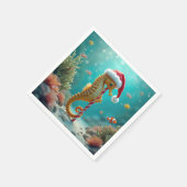 キャンディーケーン付きクリスマスシーホース スタンダードカクテルナプキン (角)