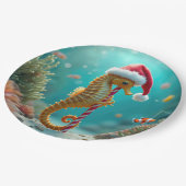 キャンディーケーン付きクリスマスシーホース ペーパープレート (アングル)