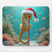 キャンディーケーン付きクリスマスシーホース マウスパッド (正面)
