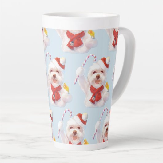 キャンディーケーン付きクリスマスドッグ カフェラテマグ (右アングル)