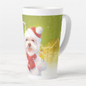 キャンディーケーン付きクリスマスドッグ カフェラテマグ (右アングル)