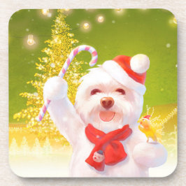 キャンディーケーン付きクリスマスドッグ コースター