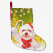 キャンディーケーン付きクリスマスドッグ スモールクリスマスストッキング (正面)