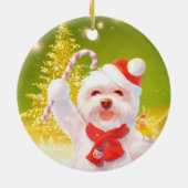 キャンディーケーン付きクリスマスドッグ セラミックオーナメント (裏面)