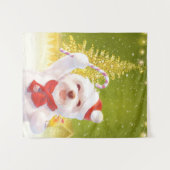 キャンディーケーン付きクリスマスドッグ タペストリー (正面(横))