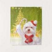 キャンディーケーン付きクリスマスドッグ タペストリー (正面)