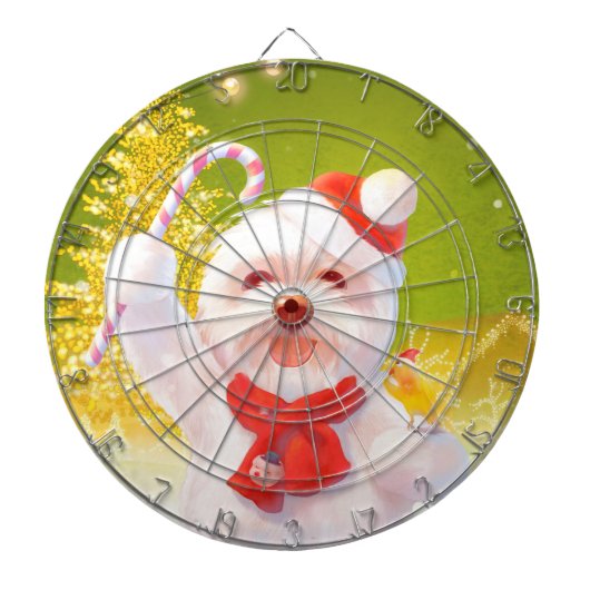 キャンディーケーン付きクリスマスドッグ ダーツボード (正面)