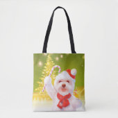 キャンディーケーン付きクリスマスドッグ トートバッグ (正面)