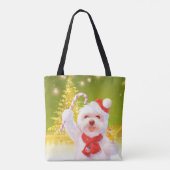 キャンディーケーン付きクリスマスドッグ トートバッグ (裏面)