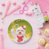 キャンディーケーン付きクリスマスドッグ ペーパープレート (パーティー)