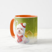 キャンディーケーン付きクリスマスドッグ マグカップ (正面左)