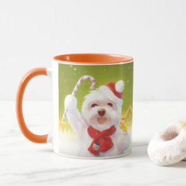 キャンディーケーン付きクリスマスドッグ マグカップ