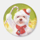 キャンディーケーン付きクリスマスドッグ マグネット (正面)