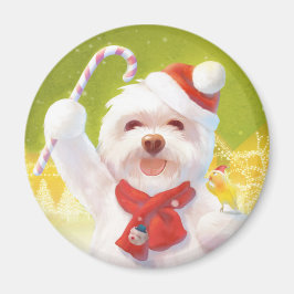 キャンディーケーン付きクリスマスドッグ マグネット