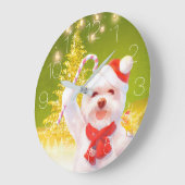 キャンディーケーン付きクリスマスドッグ ラージ壁時計 (傾斜)