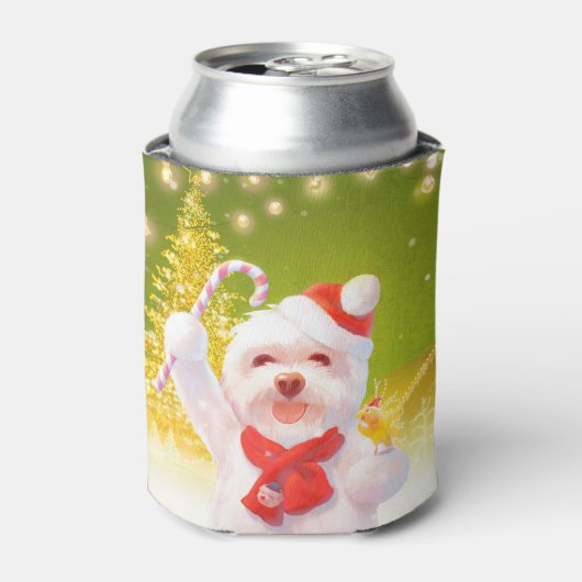 キャンディーケーン付きクリスマスドッグ 缶クーラー (缶正面)
