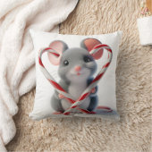 キャンディーケーン付きクリスマスマウスハート クッション (ブランケット)